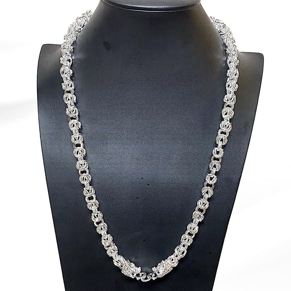 Dragon Viking Sterling Silver Byzantine Chain Link Necklace